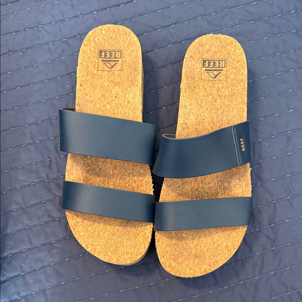 Reef Deep Blue Cork Slide Sandals